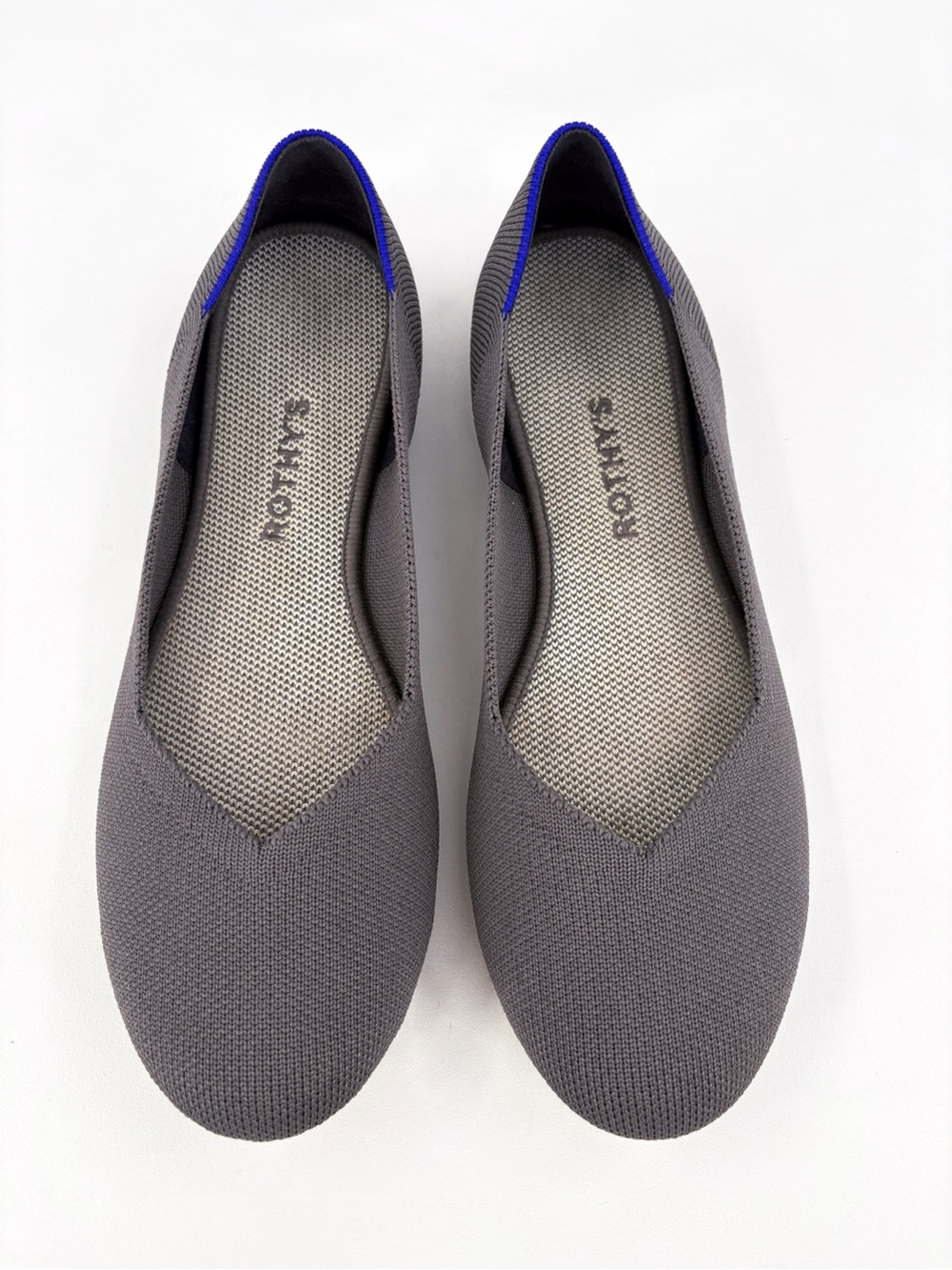 ROTHY'S The Flat Round-Toe Slip-On Knit Ballet Flats in Pebble Grey 9 - Picture 3 of 13